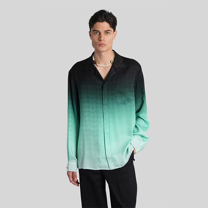 casablanca gradient jacquard silk long-sleeve shirt